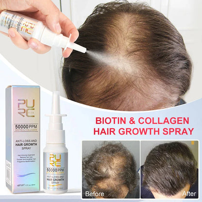 Unlock Rapid Hair Growth with PURC Biotin Hair Growth Products - Advanced Hair Loss Treatment for Men & Women, Fast-Acting Spray & Thicken Oil for Regrowth and Care