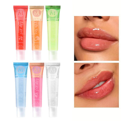 6Pcs Fruity Flavor Watery Glossy Lip Gloss Set Clear Lip Gel Hydrating