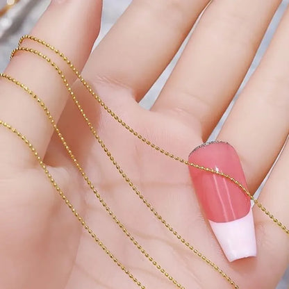 1M/Pack 0.8mm Gold Silver Nail Bead Chain Charm Ellipse Stone Nail Art