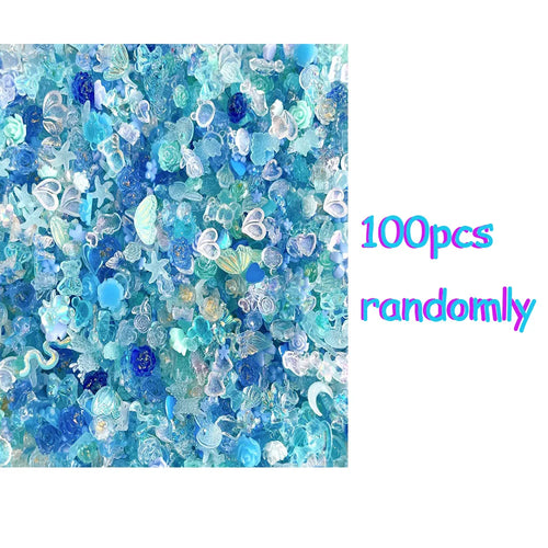 100PCS Random Mixed Strawberry Flowers Nail Charms Sweet Resin