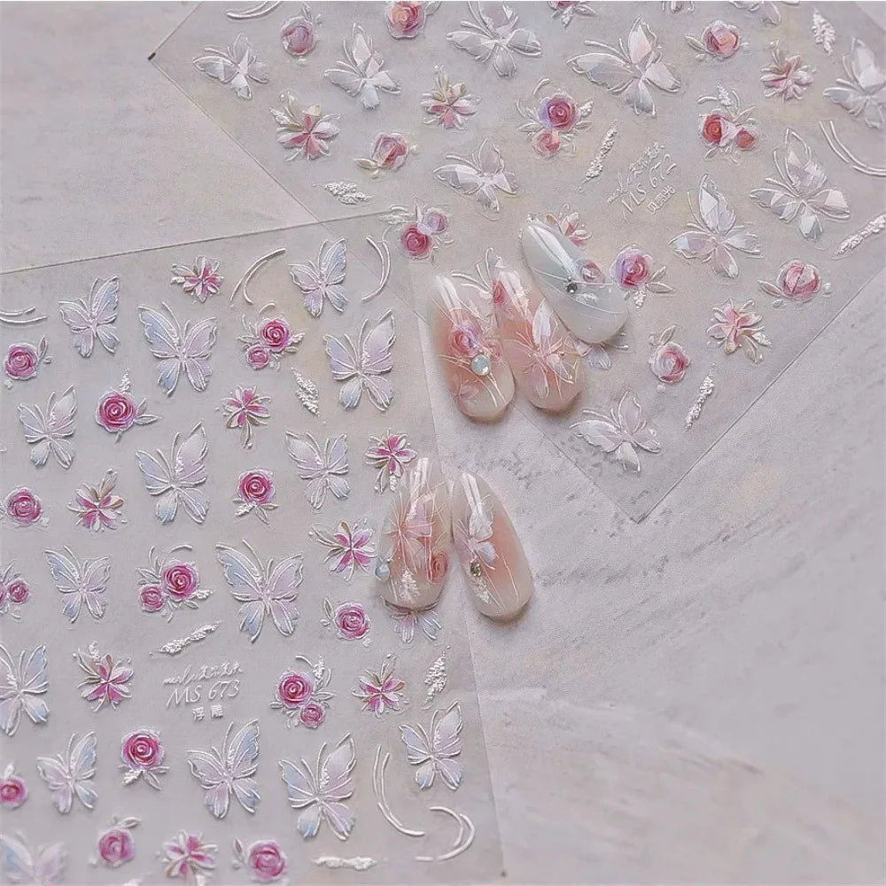 Jelly Butterfly 5D Nail Art Sticker Rhinestone Crystal Charming Shiny