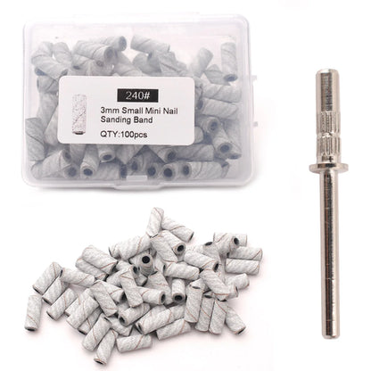 100pcs 3.1mm Mini Sanding Bands Kits Nail Drill Bits Mandrel Sets
