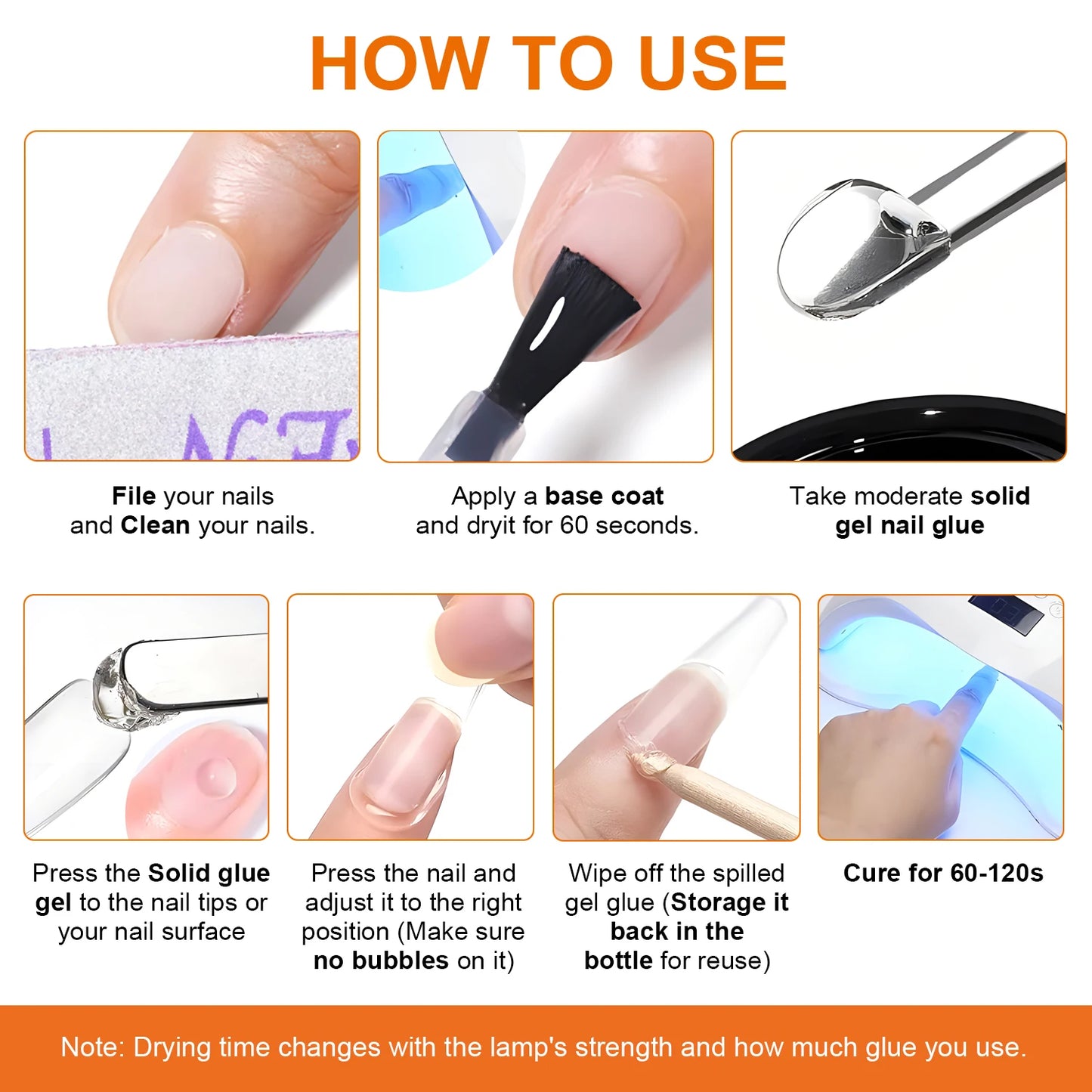 8g Multifunctional Solid Nail Tips Gel - Non-Stick Hand Nail Gel