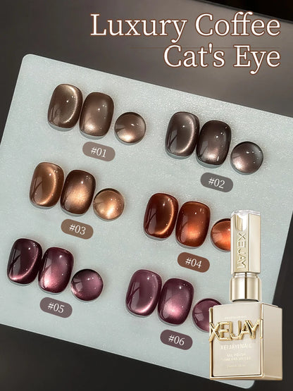 15ml 6Colors Luxury Coffee Cat's Eye Nail Gel Polish Set with Soak Off