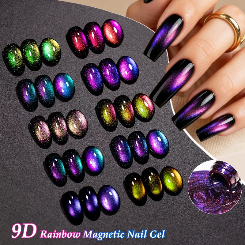 9D Rainbow Cat Magnetic Gel Nail Polish Chameleon Galaxy Effect