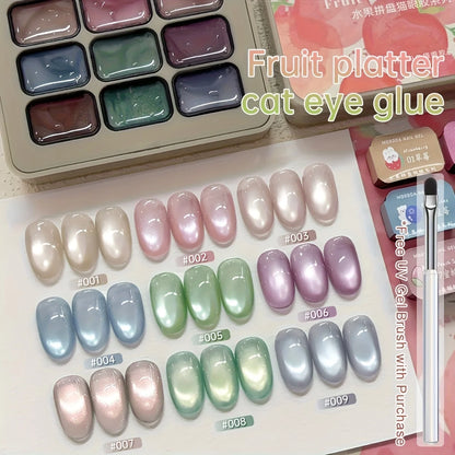 9 Colors Reflective Cat Eye Magnetic Nail Gel Soak UV LED Gel Salon