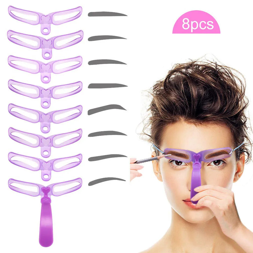 8 In 1 Reusable Eyebrow Stencil Beauty Makeup Brow Stamp Template