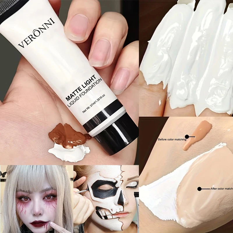 Pure White Liquid Foundation for COS stage Makeup Long-lasting