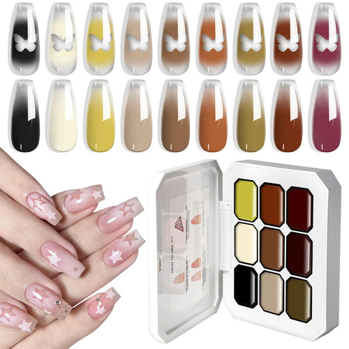 LIMEGIRL 9 Color Gradient Painting Gel Nail Art Gradient Color DIY