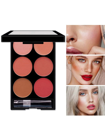 6-color blush and contouring all-in-one palette, pearlescent matte