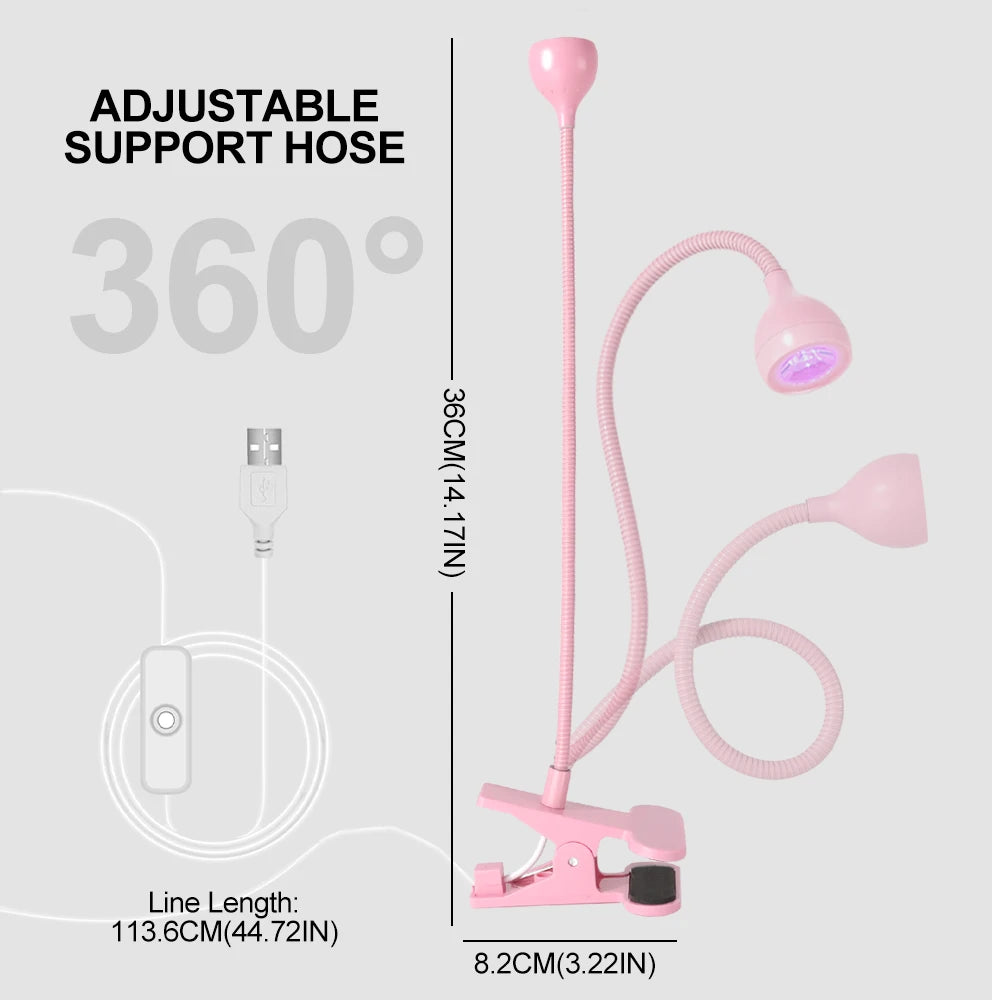 Nail LED UV Lamp for Drying Gel Nails Polish Clip-On Flexible Desk