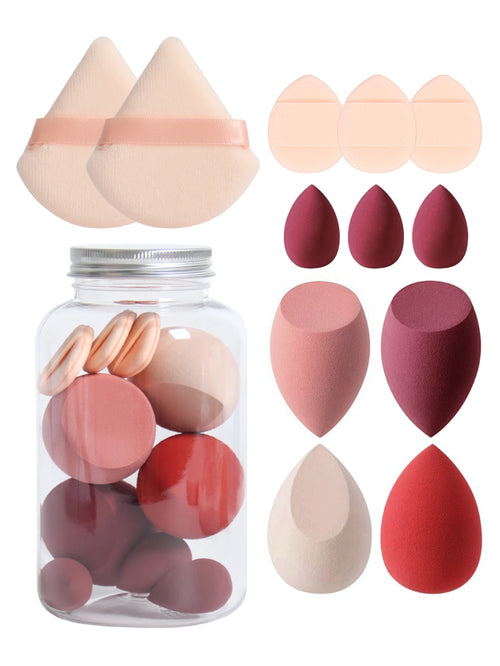12Pcs Makeup Sponge Set with Storage Jar Latex-Free, Makeup Sponge
