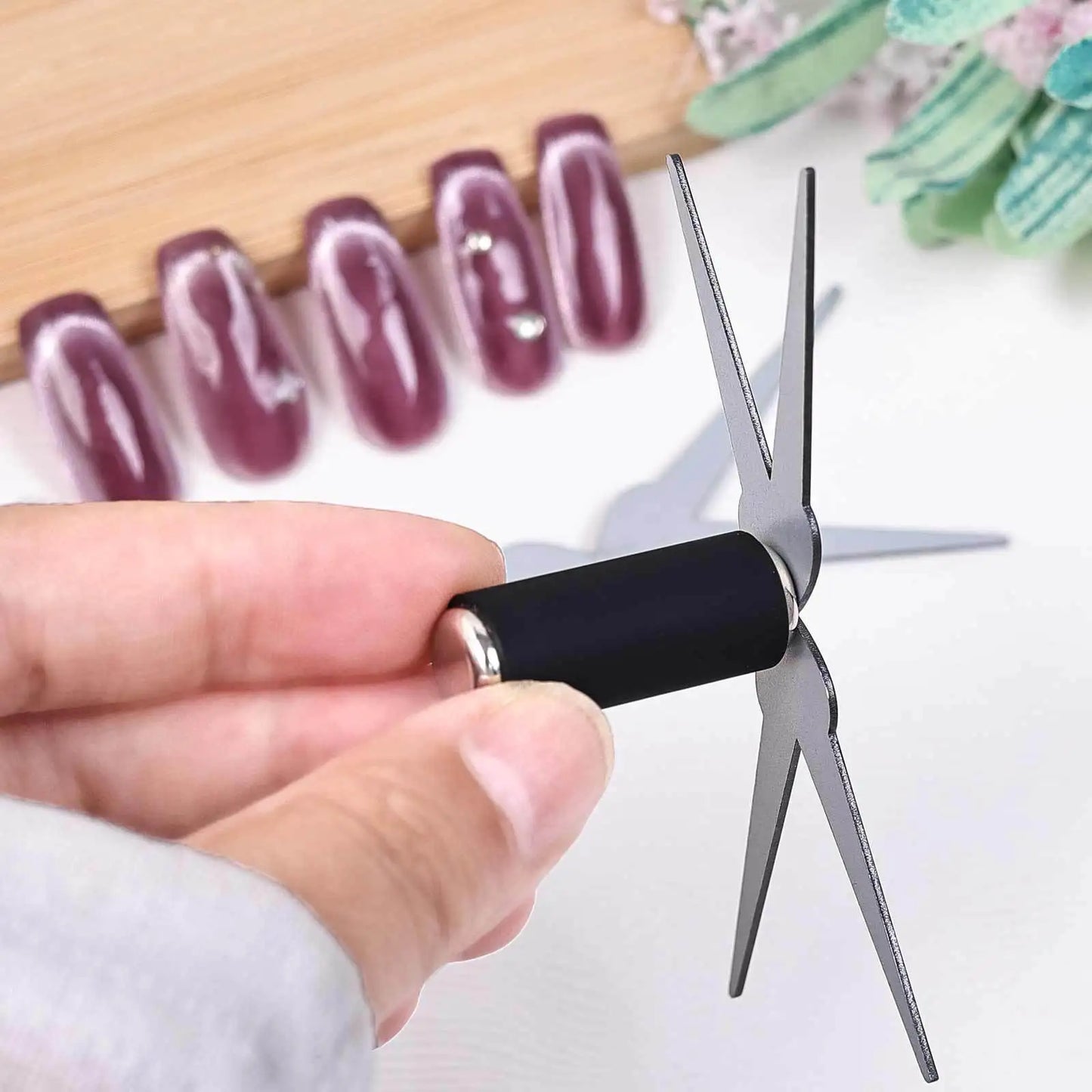 3D Double Headed Nails French Shape Strong Cat Eye Magnet Nail Art Gel