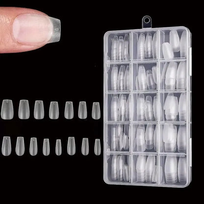 Box of 330 Short Almond Nail Tips - Upgraded Matte Gel Nail Stickers,