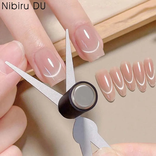 3D Double Headed Nails French Shape Strong Cat Eye Magnet Nail Art Gel