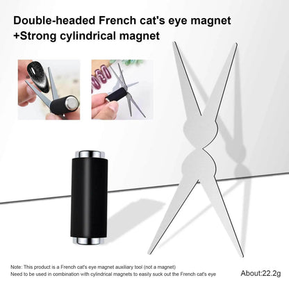 3D Double Headed Nails French Shape Strong Cat Eye Magnet Nail Art Gel