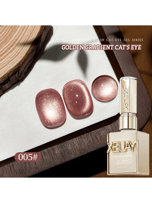 6Pcs 15ML Golden Gradient Cat Eye Nail Polish Gel Phototherapeutic Gel