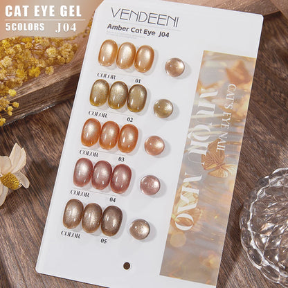 Vendeeni 5 Colors/Set Crystal Cat Eye Gel Nail Polish Semi Permanent