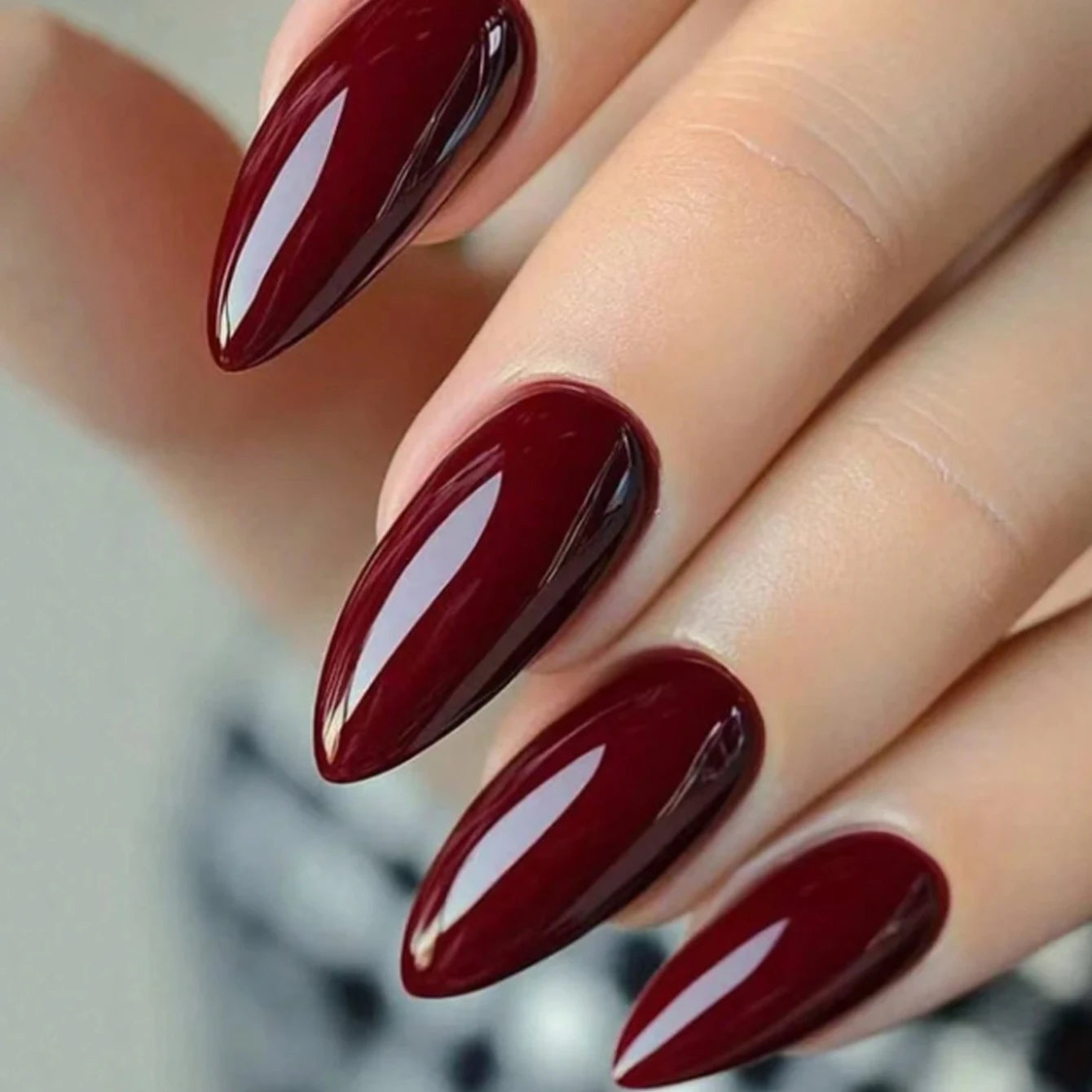 120Pcs Wine Red Almond Press On Nails Full Coverage Fake Nail Tip