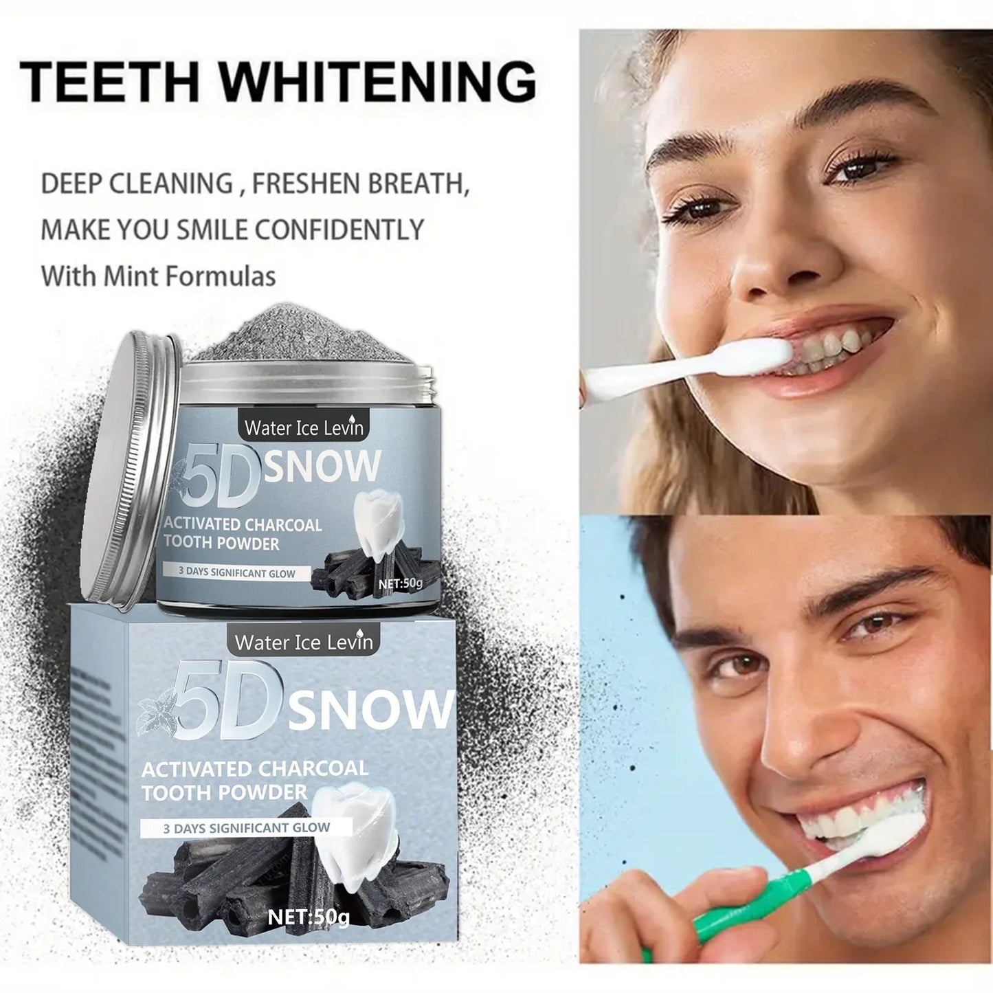 5D Bamboo Charcoal Tooth Whitening Powder - Natural Whitening and Deep