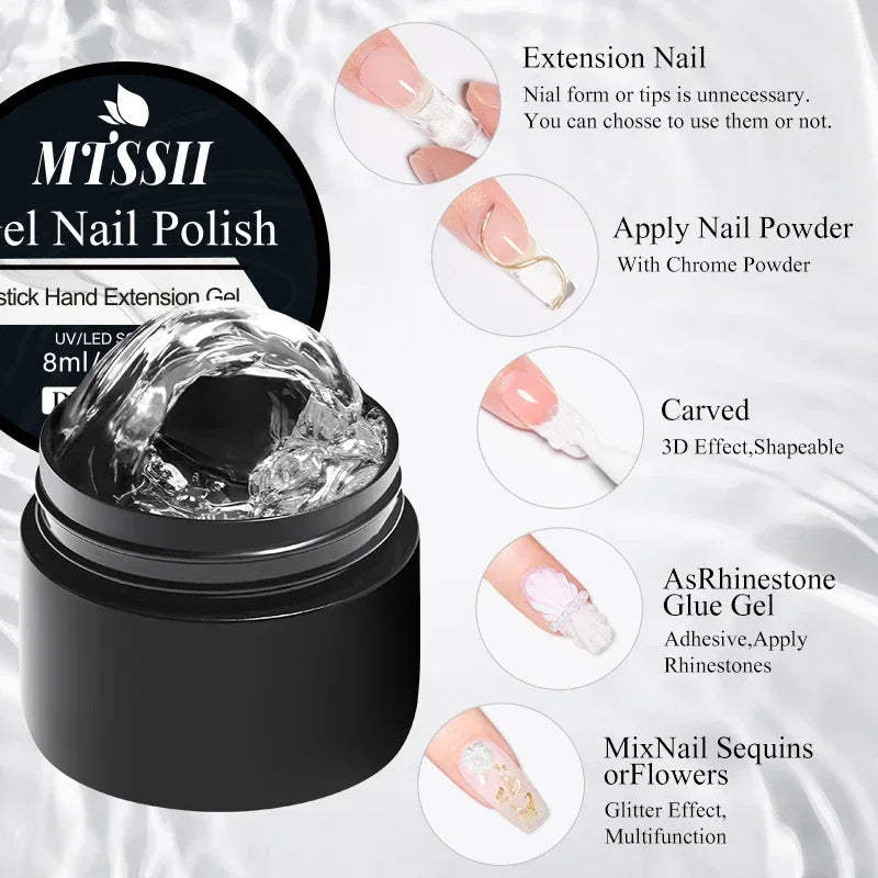 MTSSII 8ml Clear Non Stick Hand Solid Extension Nail Gel Polish