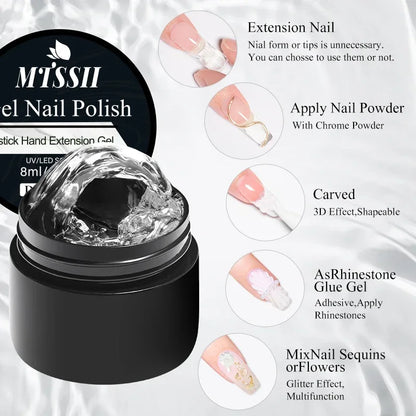 MTSSII 8ml Clear Non Stick Hand Solid Extension Nail Gel Polish