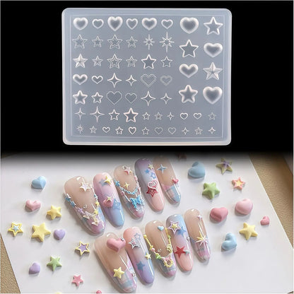 Dopamine Star Silicone Molds for Nail Art cute 3D Starburst &