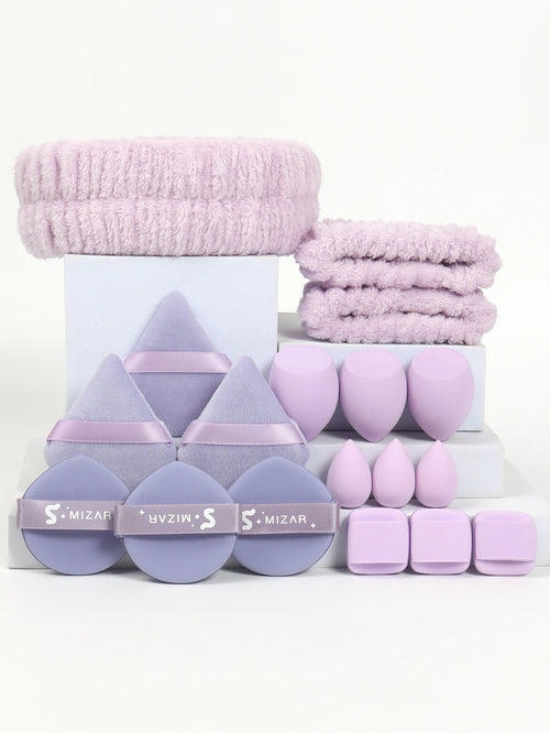 18 piece headband set. 1 hair band & 2 wrist bands & 3 make-up Sponges