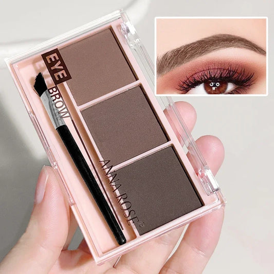 3-Shade Eyebrow Powder Palette - Long-Lasting, Waterproof and