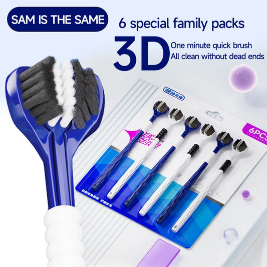 3D Manual Toothbrush 6pcs Three sided U-shaped Soft Toothbrush for