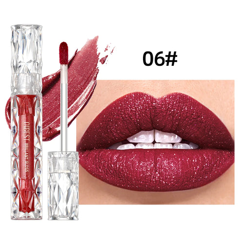 QIBEST Waterproof Diamond Shimmer Glitter Lipgloss Matte Liquid