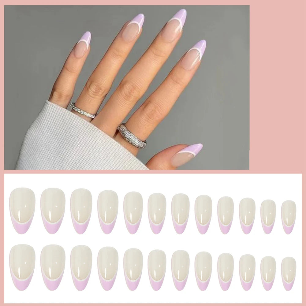 Fall Nails | Cute November Nails Brown Wave Tips Almond Winter Press On Nails 24 piece Set