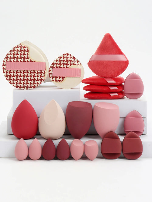 20 Pcs Pink Makeup Sponge and Makeup Puff Set Suitable for Face Cream