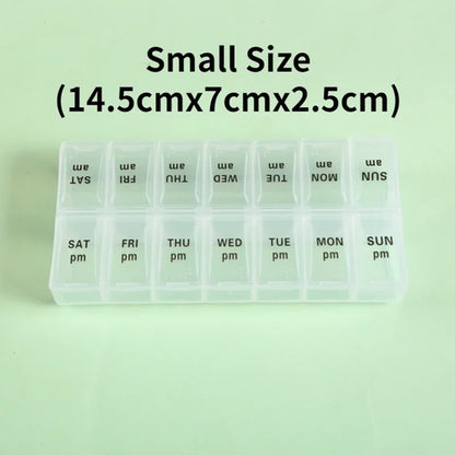 New Weekly Portable Travel Pill Cases Box 7 Days Organizer 14 Grids