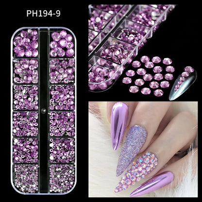 12Grids Ocean Gold Nail Art Charms Shell/Seahorse/Starfish White Half