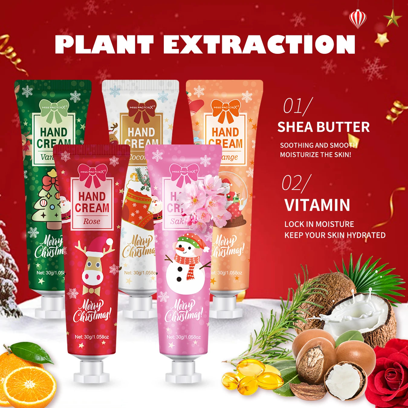 Christmas gift 5/box hand cream set, cream texture, hand cream travel