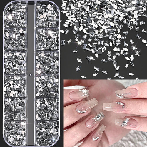 12Grids Ocean Gold Nail Art Charms Shell/Seahorse/Starfish White Half