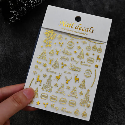 Winter Christmas Atmosphere Nail Stickers Snowman Snowflake Wapiti