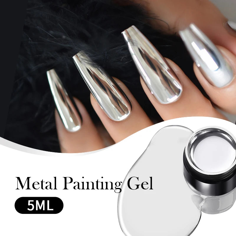 BORN PRETTY 5ml Metallic Painting Gel Polish Strong Silver Effection