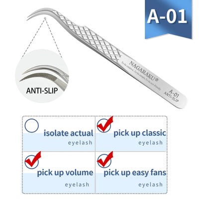 NAGARAKU Eyelash Extension Tweezers Makeup Stainless Steel Eyelash 3D