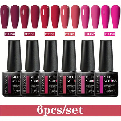 6pcs Gel Nail Polish Set HEMA Free 7ml Semi Permanent Soak Off UV Gel