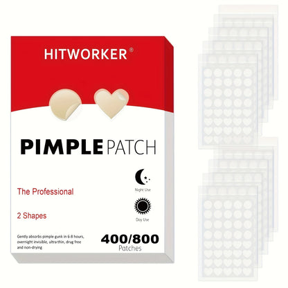 400/800pcs HITWORKER Hydrocolloid Acne Patches, 2 Sizes, Day & Night