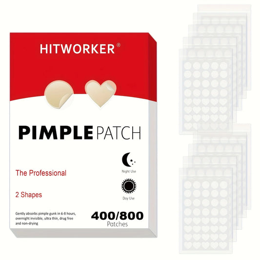 400/800pcs HITWORKER Hydrocolloid Acne Patches, 2 Sizes, Day & Night