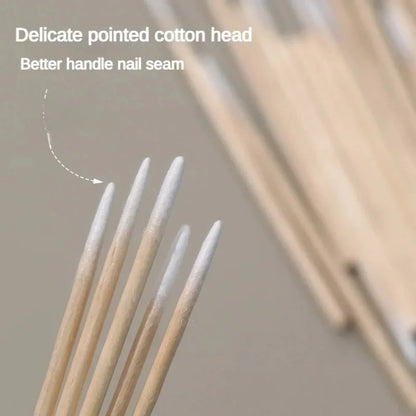100/300/500 Nails Wooden Tip Cotton Stick Buds Disposable Ultra-Detail
