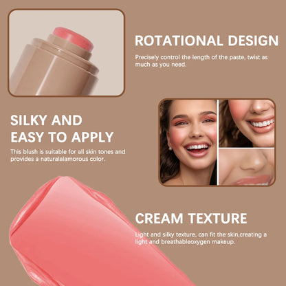 3-in-1Blush Stick Lasting Brightens Facial Cheek Stick Moisturizing