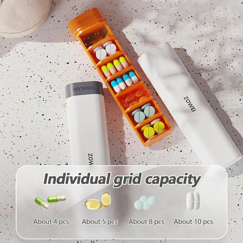 Weekly Travel Pill Organizer, Daily Cute Pill Box 7 Day, Small Pill
