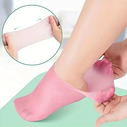 Silicone Moisturizing Foot Socks, 2 Pack, for Dry and Cracked Feet -