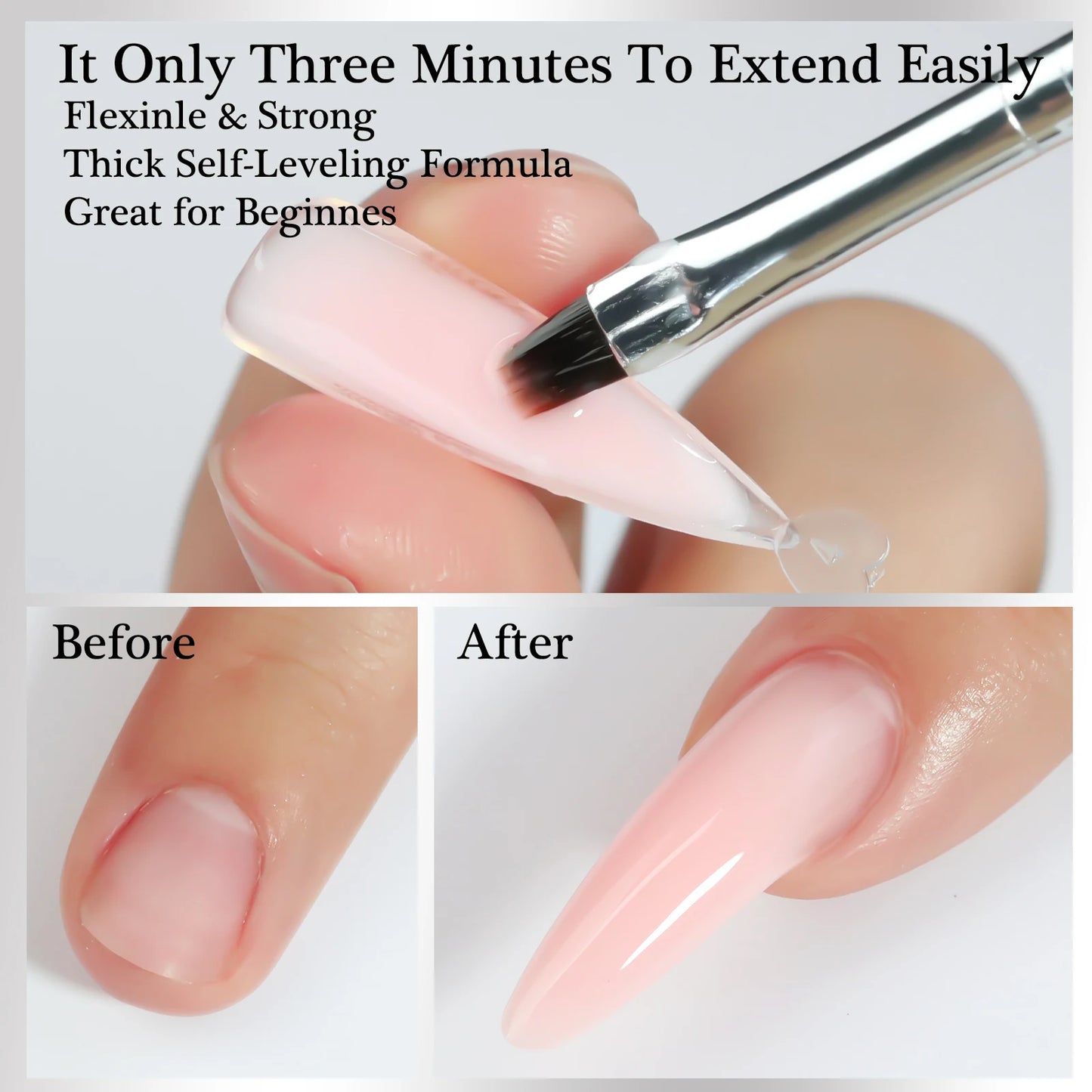 15/30g Quick Builder Nail Gel White Nude Pink Clear Nail Art Extension