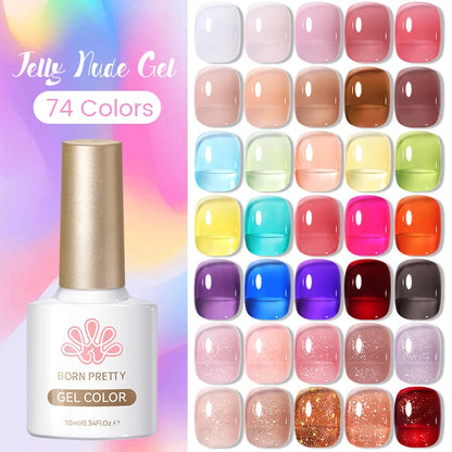BORN PRETTY 10ml Translucent Jelly Nude Gel Nail Polish Colorful