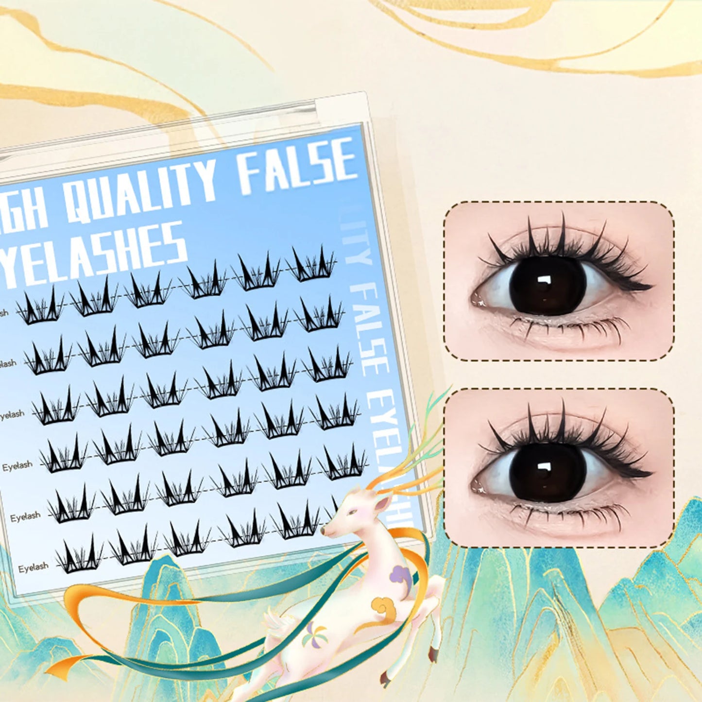 Natural Cosplay False Eyelashes No Glue Need Eyelash Clusters False